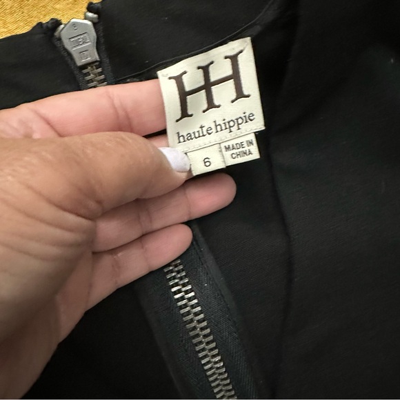 Haute Hippie Ponte Combo Leather Midi Black Dress Size 6 - Picture 7 of 8